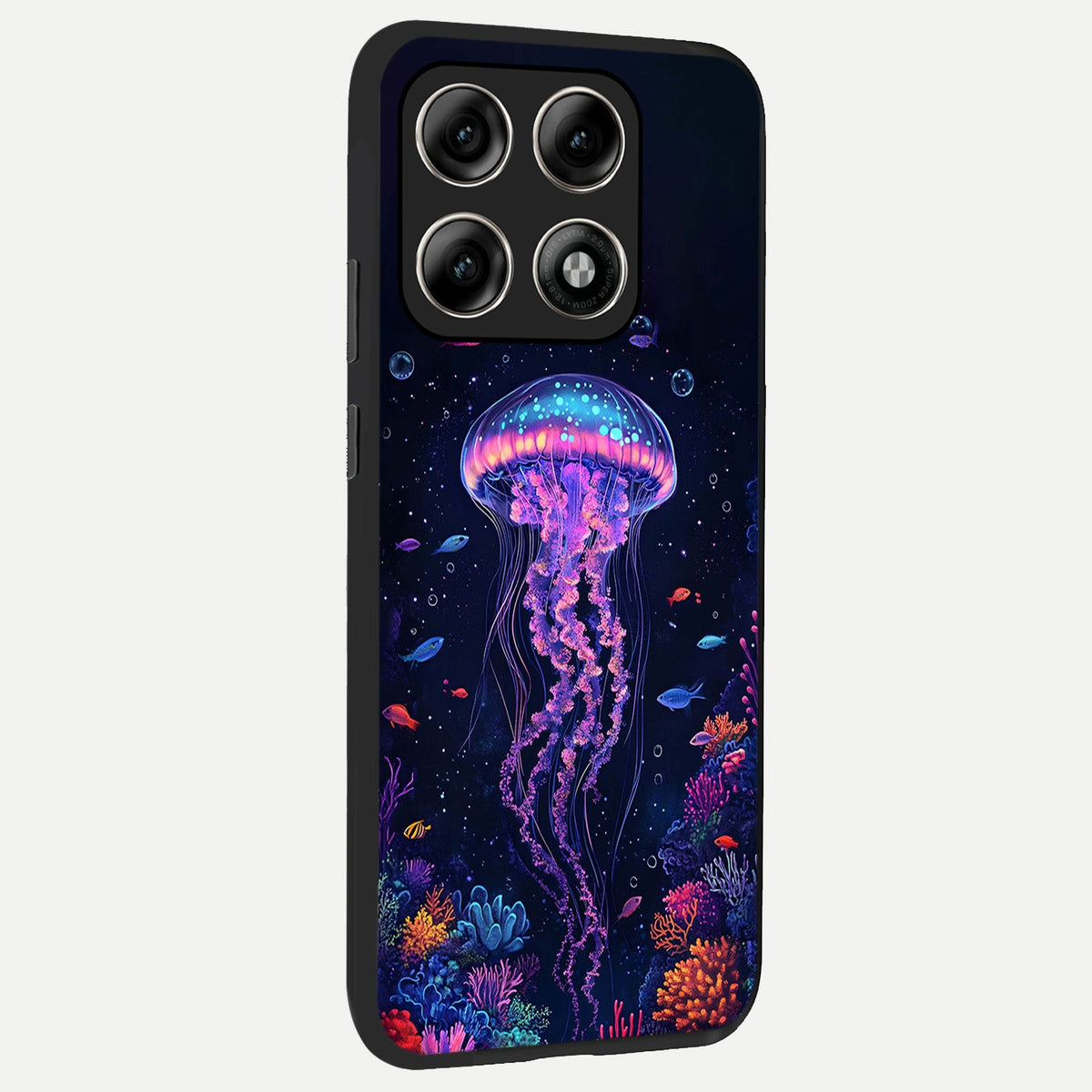  Neon Jellyfish back cover For Moto Edge 70 Pro slim fit glass case with vibrant aesthetic design