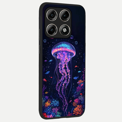  Neon Jellyfish back cover For Moto Edge 70 Pro slim fit glass case with vibrant aesthetic design