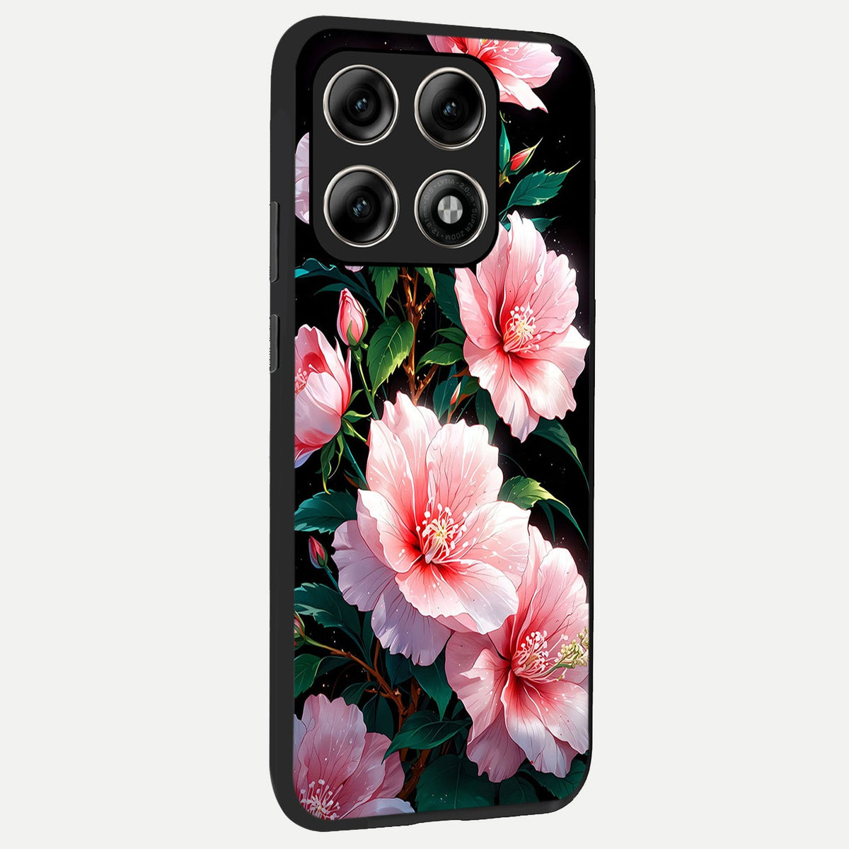  Peach Flower back cover For Moto Edge 70 Pro slim fit glass case with vibrant aesthetic design