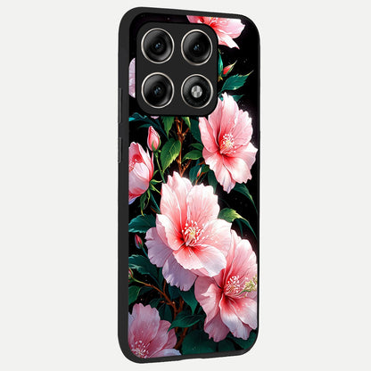  Peach Flower back cover For Moto Edge 70 Pro slim fit glass case with vibrant aesthetic design