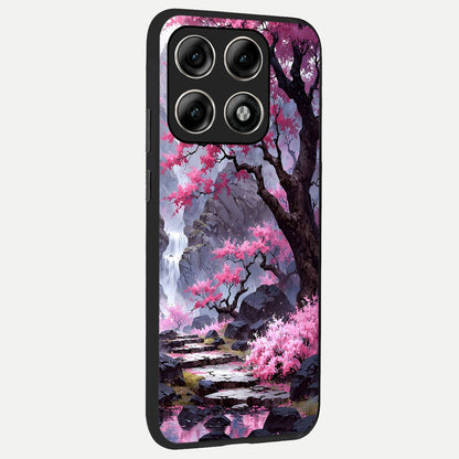  Pink Sunflower Glow back cover For Moto Edge 70 Pro slim fit glass case with vibrant aesthetic design