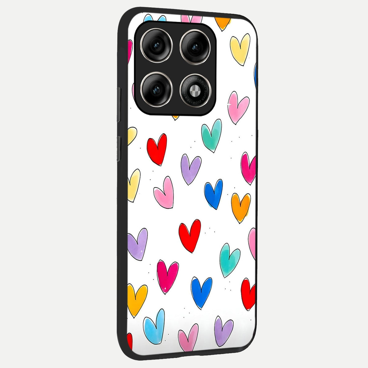  Playful Love Doodles back cover For Moto Edge 70 Pro slim fit glass case with vibrant aesthetic design