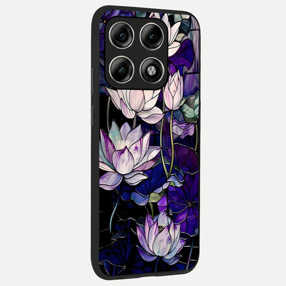  Purple Lotus Pattern back cover For Moto Edge 70 Pro slim fit glass case with vibrant aesthetic design