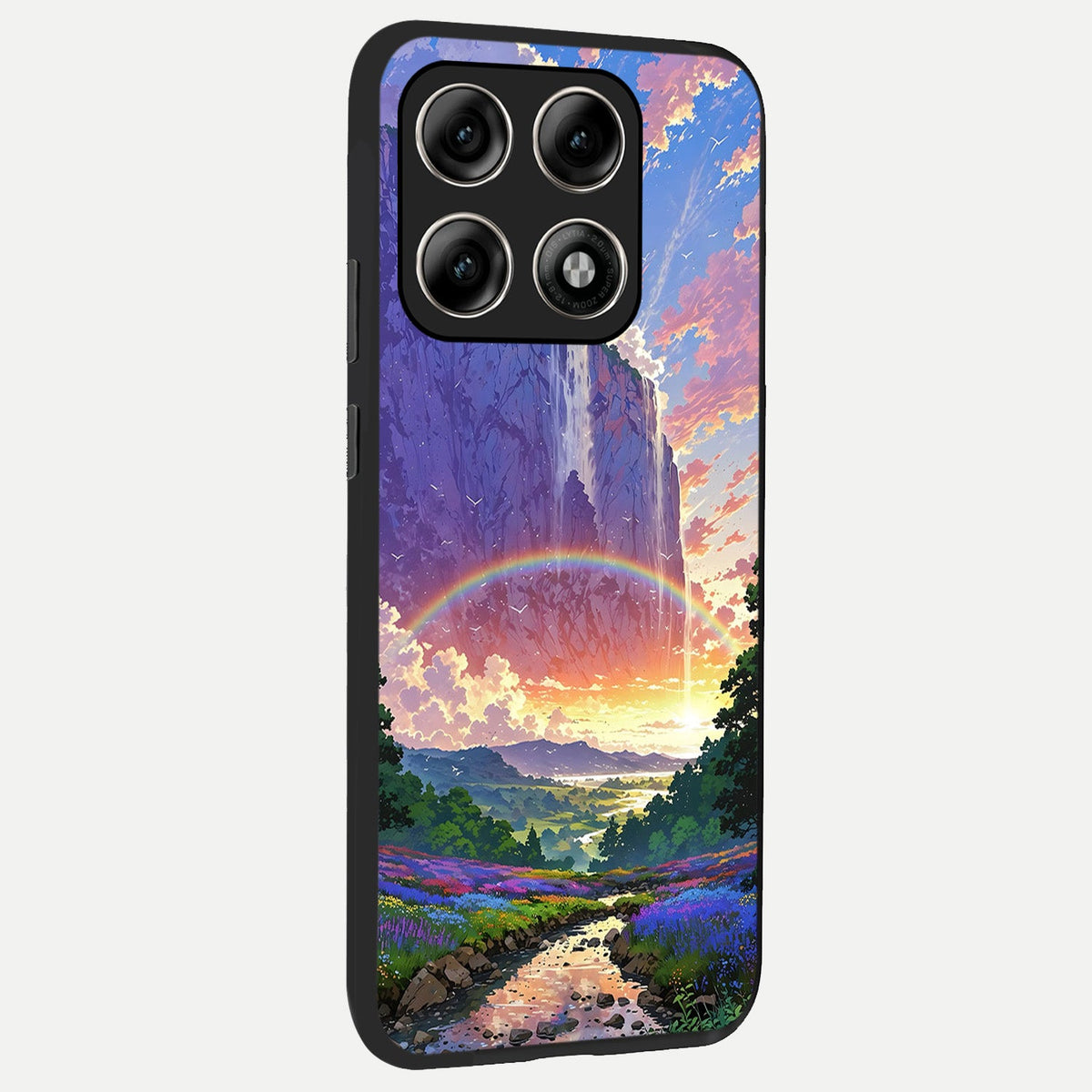  Rainbow Valley Dream back cover For Moto Edge 70 Pro slim fit glass case with vibrant aesthetic design