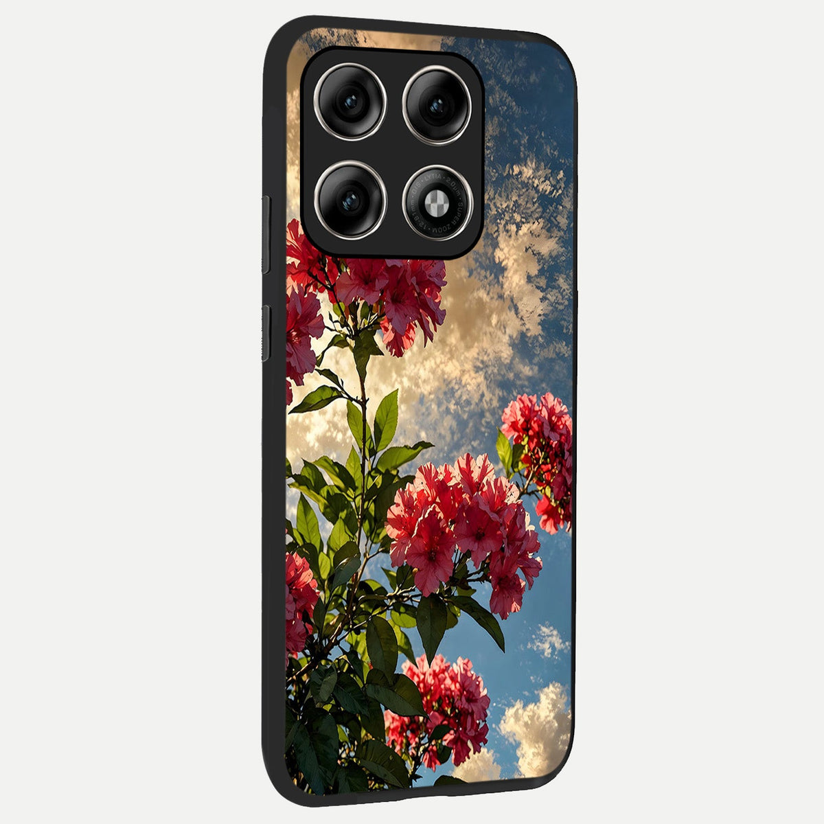  Red Bloom Skies back cover For Moto Edge 70 Pro slim fit glass case with vibrant aesthetic design