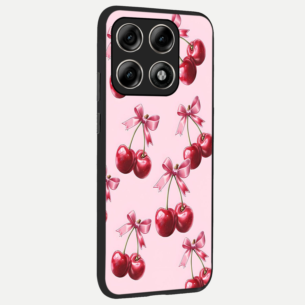  Red Cherries Pattern back cover For Moto Edge 70 Pro slim fit glass case with vibrant aesthetic design