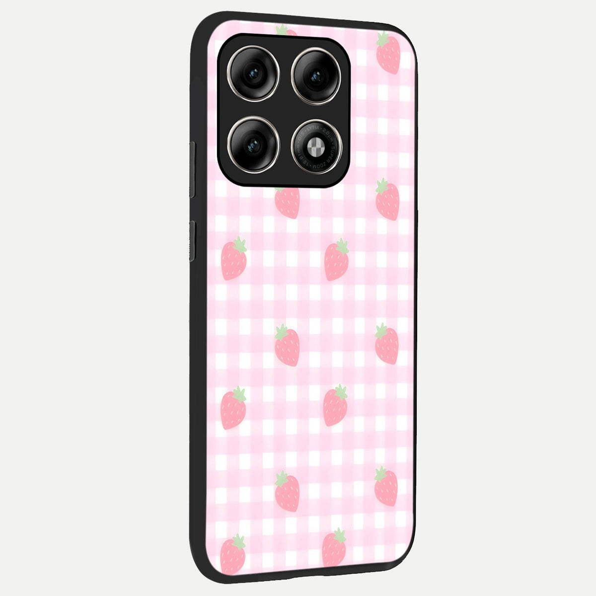  Strawberry Picnic Love back cover For Moto Edge 70 Pro slim fit glass case with vibrant aesthetic design