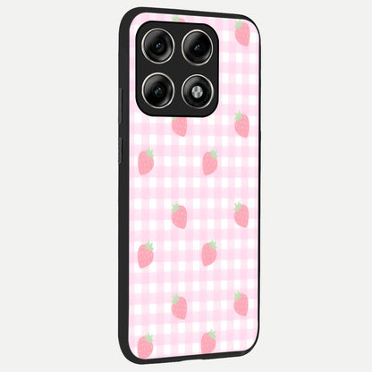  Strawberry Picnic Love back cover For Moto Edge 70 Pro slim fit glass case with vibrant aesthetic design