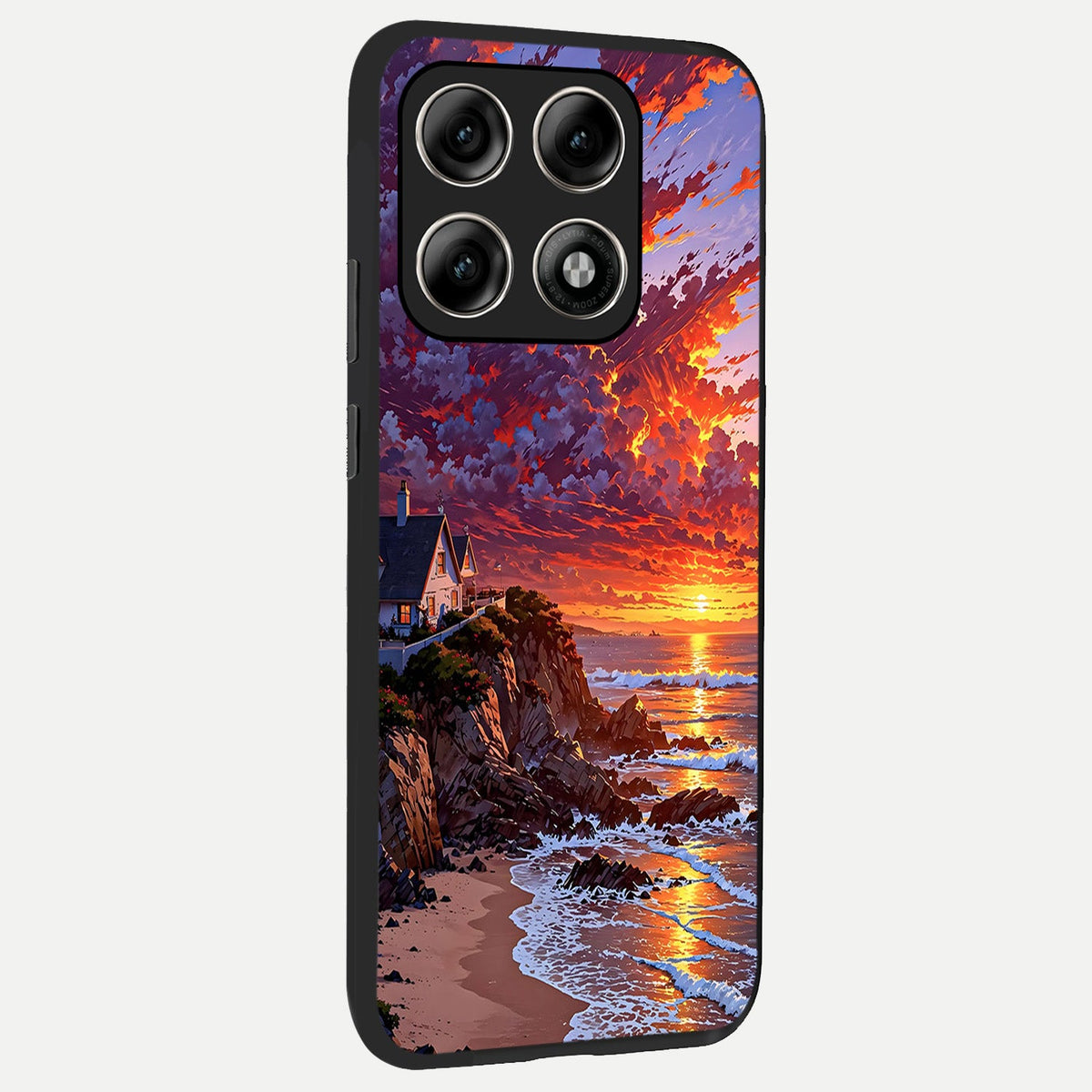  Sunset House By Sea back cover For Moto Edge 70 Pro slim fit glass case with vibrant aesthetic design