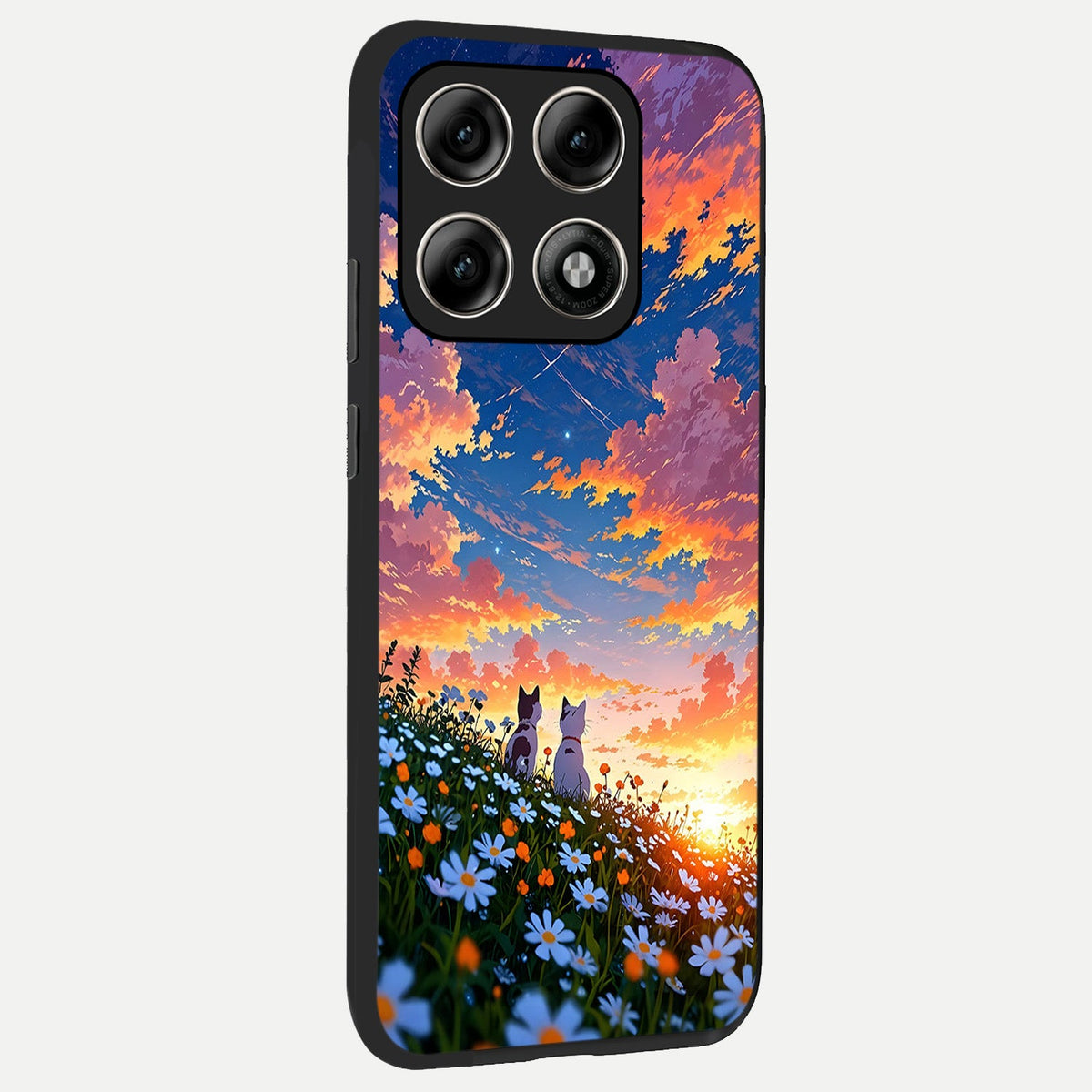  Two Cats Friends back cover For Moto Edge 70 Pro slim fit glass case with vibrant aesthetic design