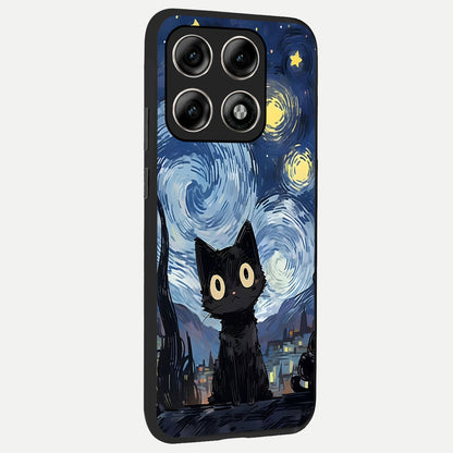  Van Gogh Cat back cover For Moto Edge 70 Pro slim fit glass case with vibrant aesthetic design