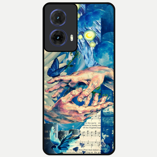  Aesthetic Divider Glass Case For Moto G85 back cover – full design glossy printed glass finish
