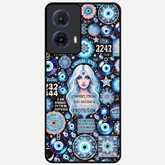  Angel Aura Shield Glass Case For Moto G85 back cover – full design glossy printed glass finish