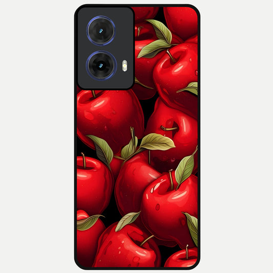  Apple Pattern Glass Case For Moto G85 back cover – full design glossy printed glass finish