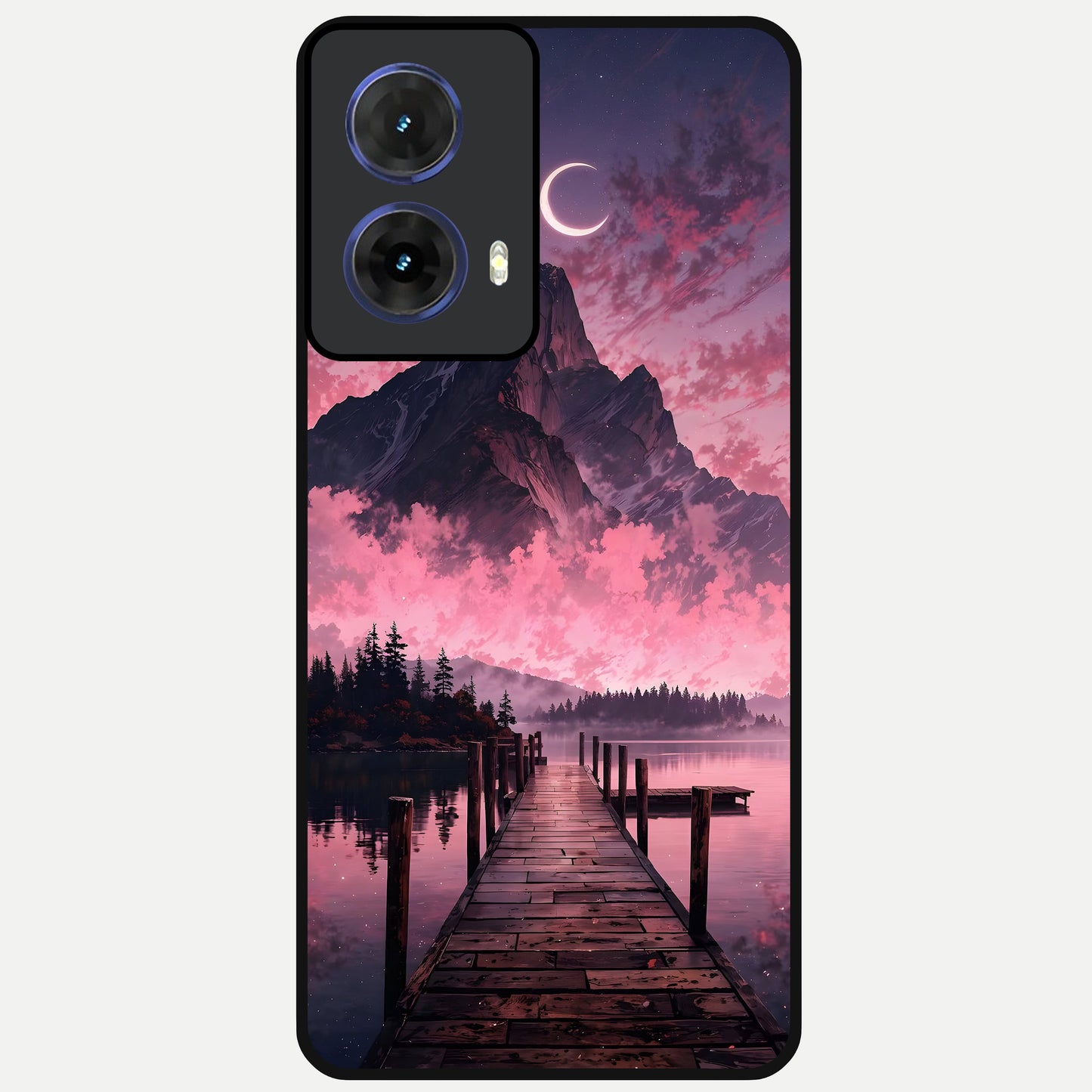  Beautiful Mountain View Glass Case For Moto G85 back cover – full design glossy printed glass finish