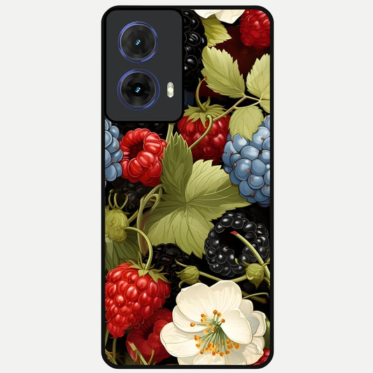  Berry Bloom Charm Glass Case For Moto G85 back cover – full design glossy printed glass finish