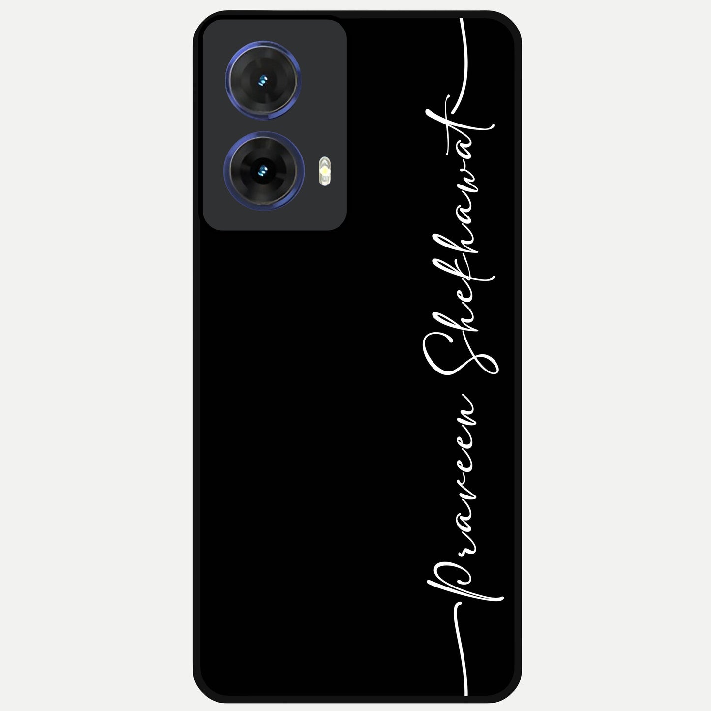  Black Tune Custom Name Glass Case For Moto G85 back cover – full design glossy printed glass finish