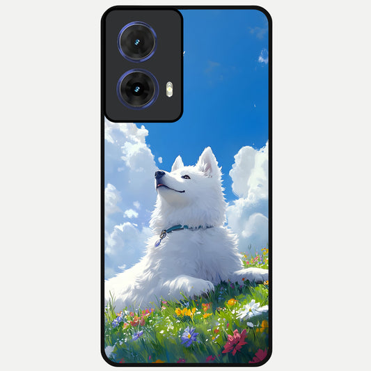  Blissful Cloud Pup Glass Case For Moto G85 back cover – full design glossy printed glass finish
