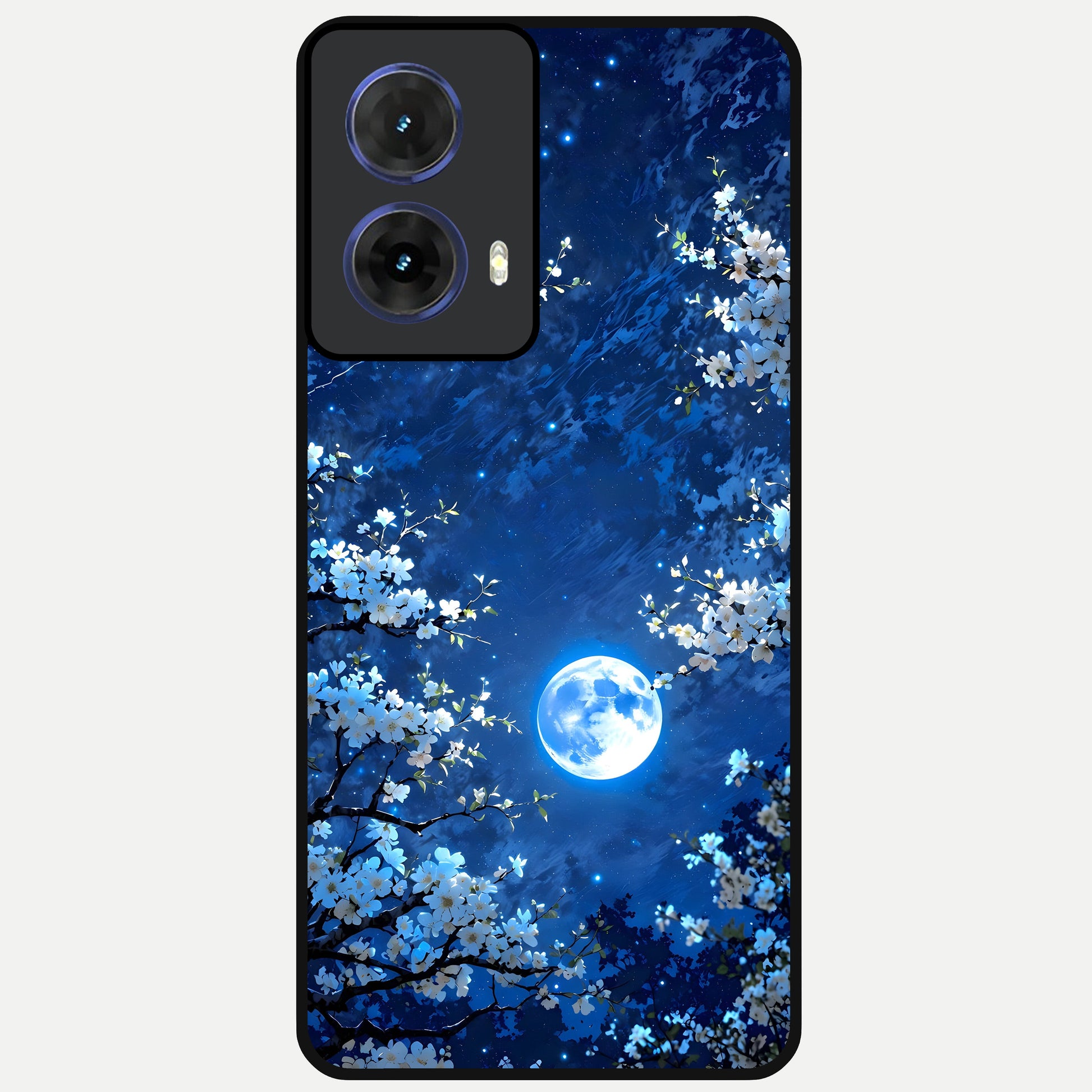 Blossom Moonlight Sky Glass Case For Moto G85 back cover – full design glossy printed glass finish
