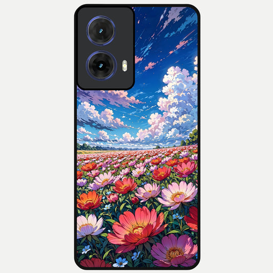  Blossom Sky Field Glass Case For Moto G85 back cover – full design glossy printed glass finish