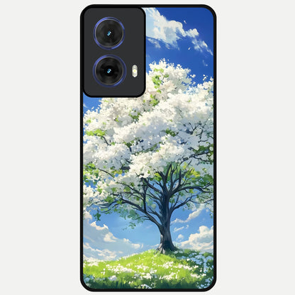  Blossom Sky Serenity Glass Case For Moto G85 back cover – full design glossy printed glass finish