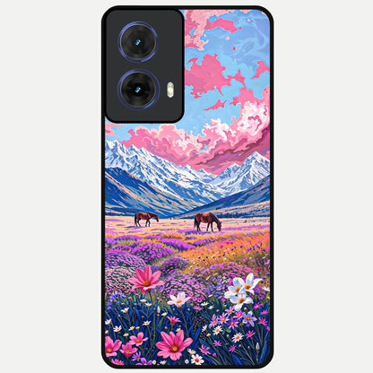  Blossom Valley Dream Glass Case For Moto G85 back cover – full design glossy printed glass finish