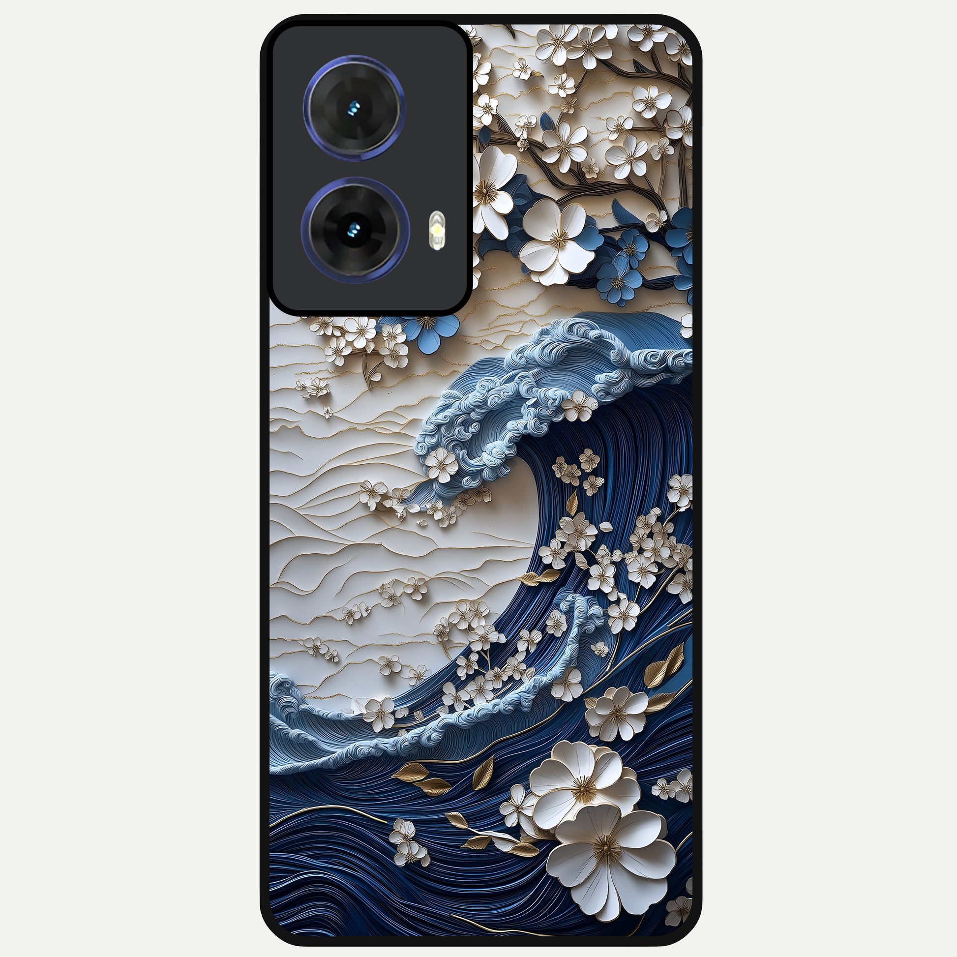 Blossom Wave Art Glass Case For Moto G85 back cover – full design glossy printed glass finish