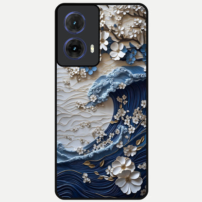  Blossom Wave Art Glass Case For Moto G85 back cover – full design glossy printed glass finish