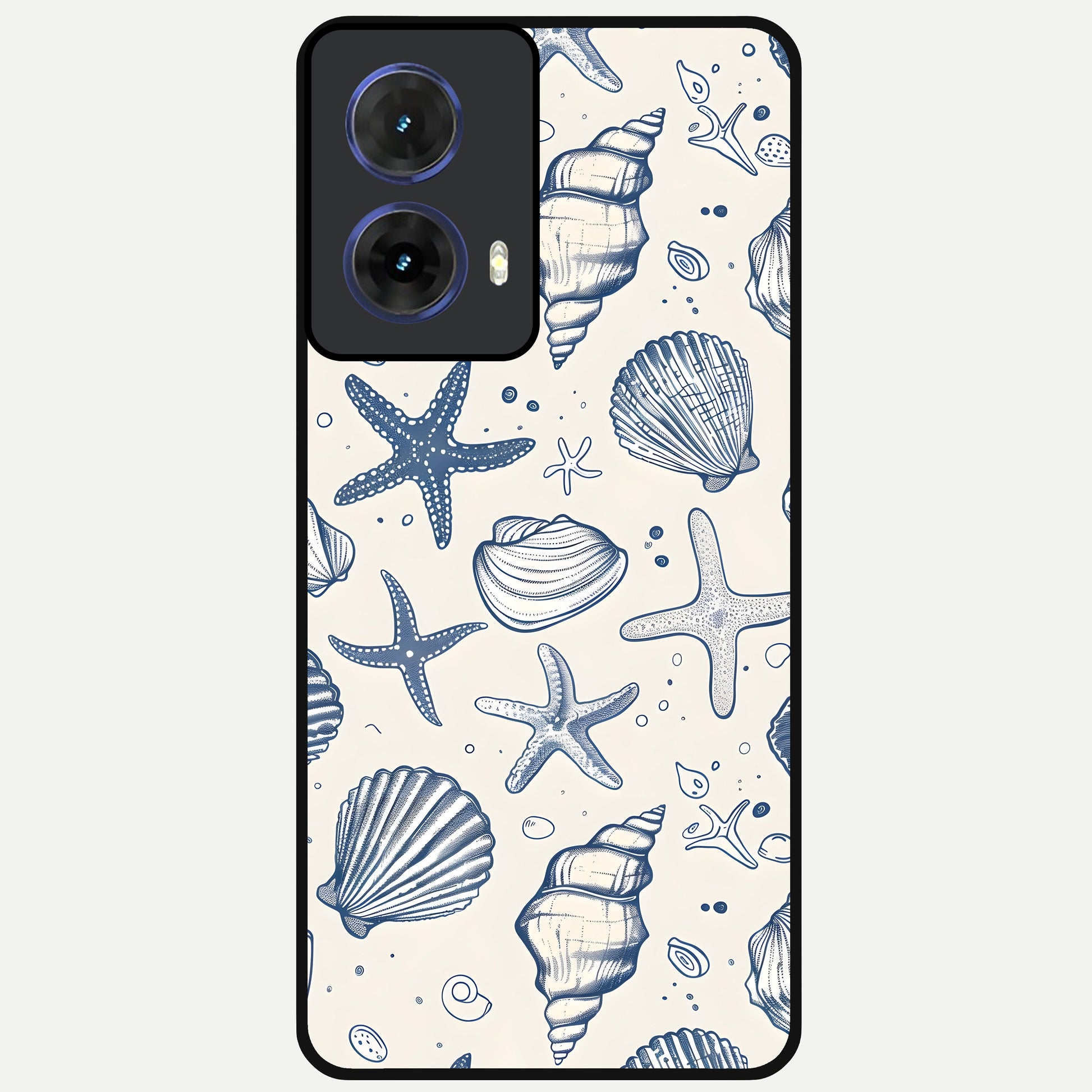  Blue Ocean Outline Glass Case For Moto G85 back cover – full design glossy printed glass finish
