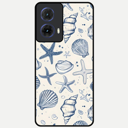  Blue Ocean Outline Glass Case For Moto G85 back cover – full design glossy printed glass finish
