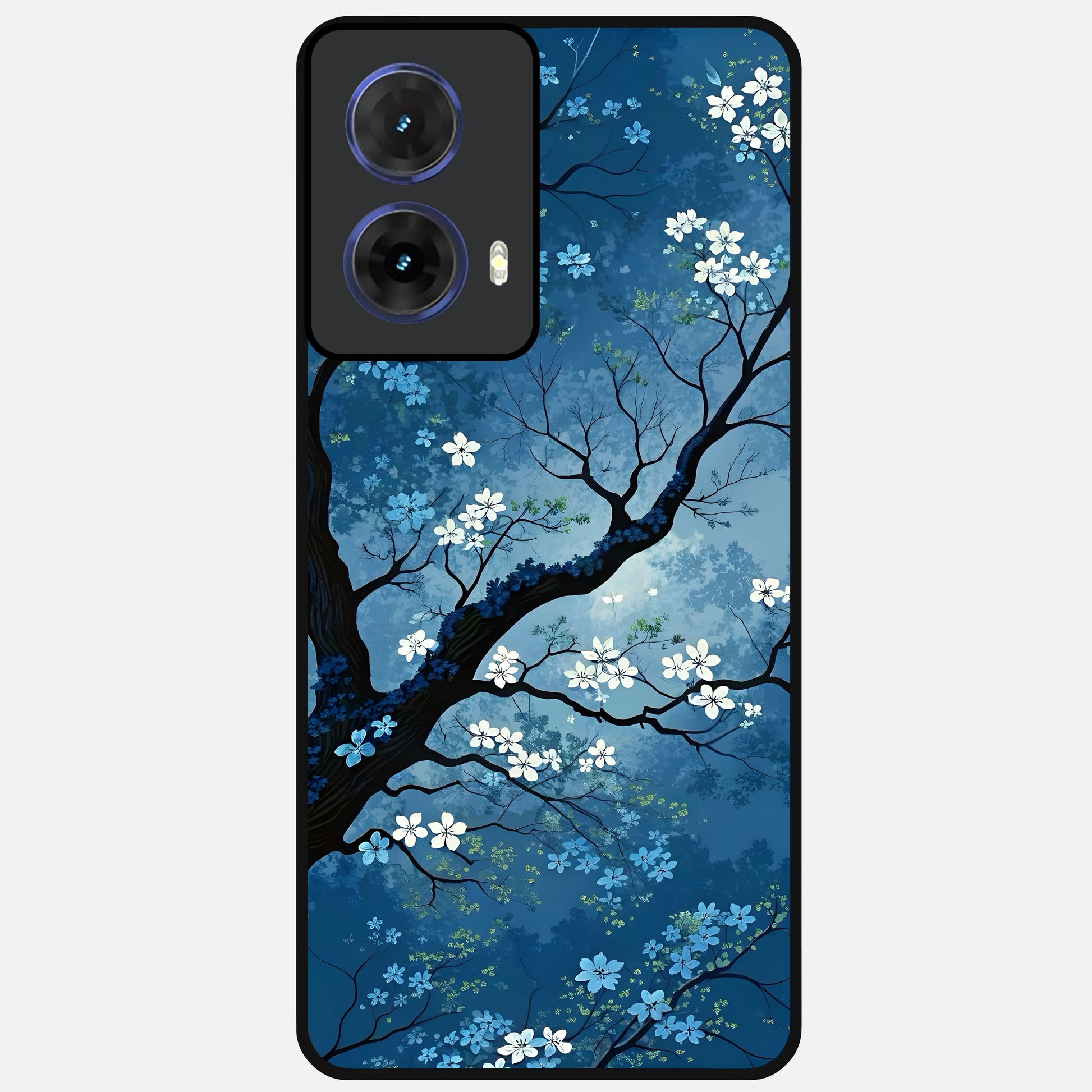  Blue Tree Serenity Glass Case For Moto G85 back cover – full design glossy printed glass finish