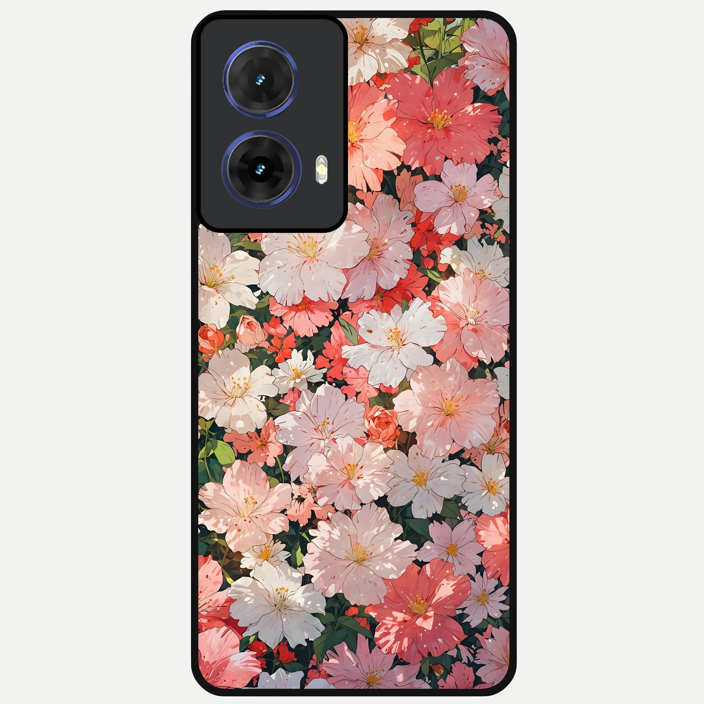  Blush Bloom Field Glass Case For Moto G85 back cover – full design glossy printed glass finish
