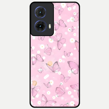  Blush Butterfly Garden Glass Case For Moto G85 back cover – full design glossy printed glass finish