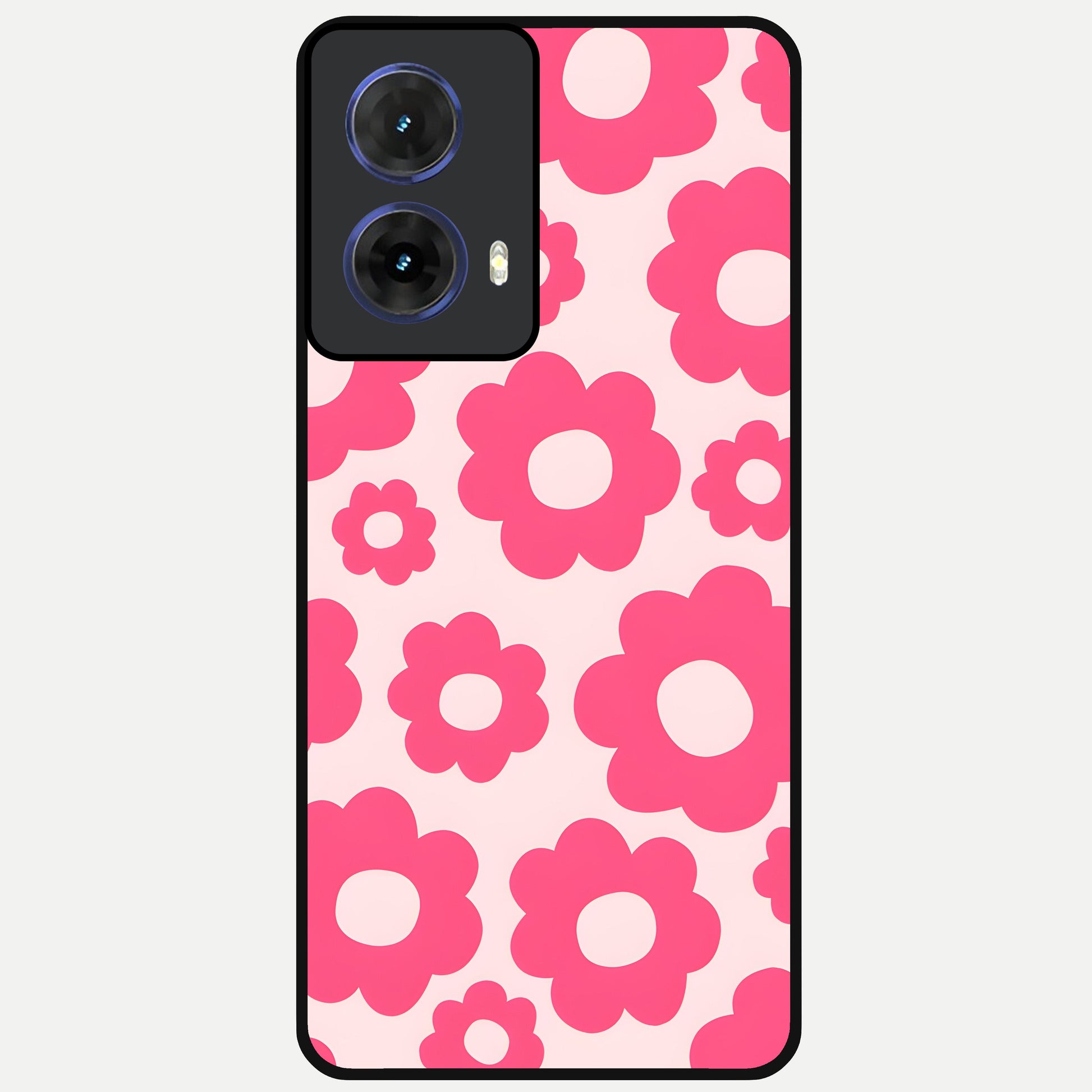  Blush Flower Pop Glass Case For Moto G85 back cover – full design glossy printed glass finish