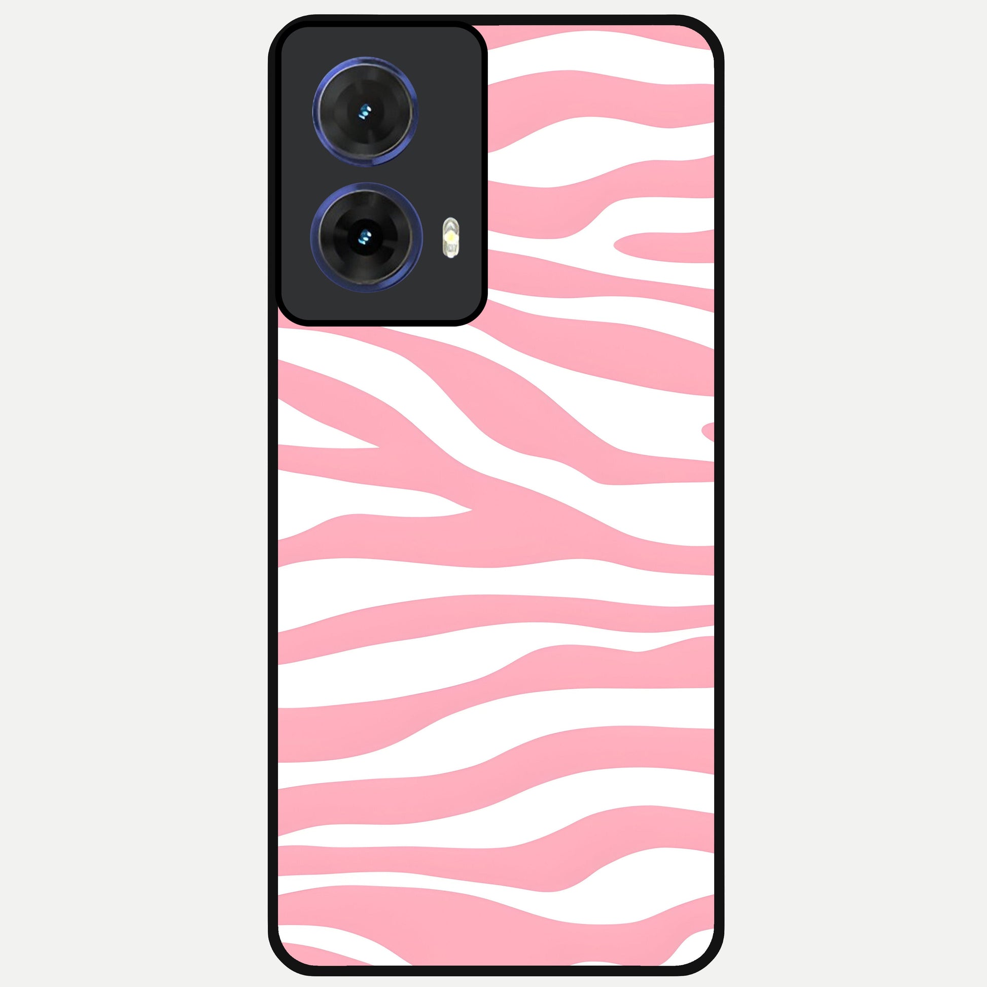  Blush Zebra Flow Glass Case For Moto G85 back cover – full design glossy printed glass finish
