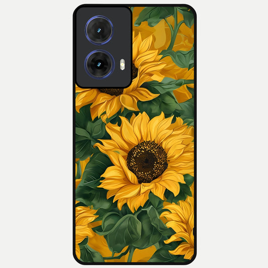  Bright Sunflower Bloom Glass Case For Moto G85 back cover – full design glossy printed glass finish