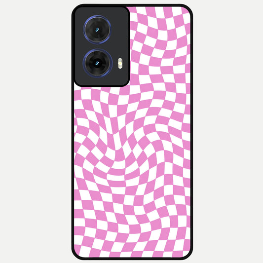  Bubblegum Check Wave Glass Case For Moto G85 back cover – full design glossy printed glass finish