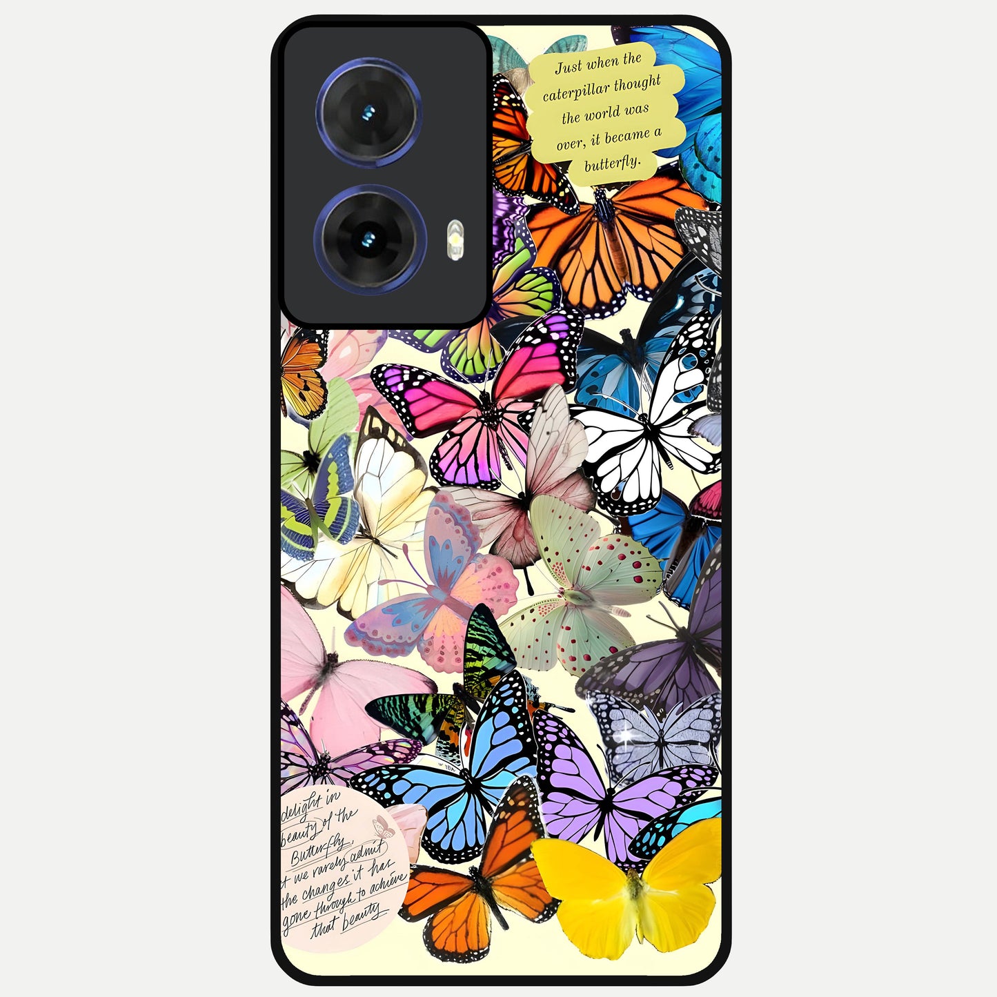 Butterflies Petal Dream Glass Case For Moto G85 back cover – full design glossy printed glass finish