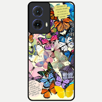  Butterflies Petal Dream Glass Case For Moto G85 back cover – full design glossy printed glass finish