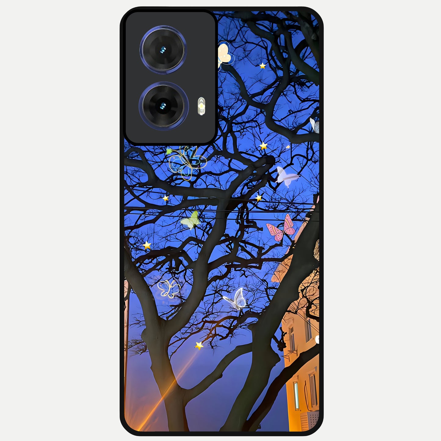  Butterfly Night Magic Glass Case For Moto G85 back cover – full design glossy printed glass finish