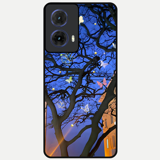  Butterfly Night Magic Glass Case For Moto G85 back cover – full design glossy printed glass finish