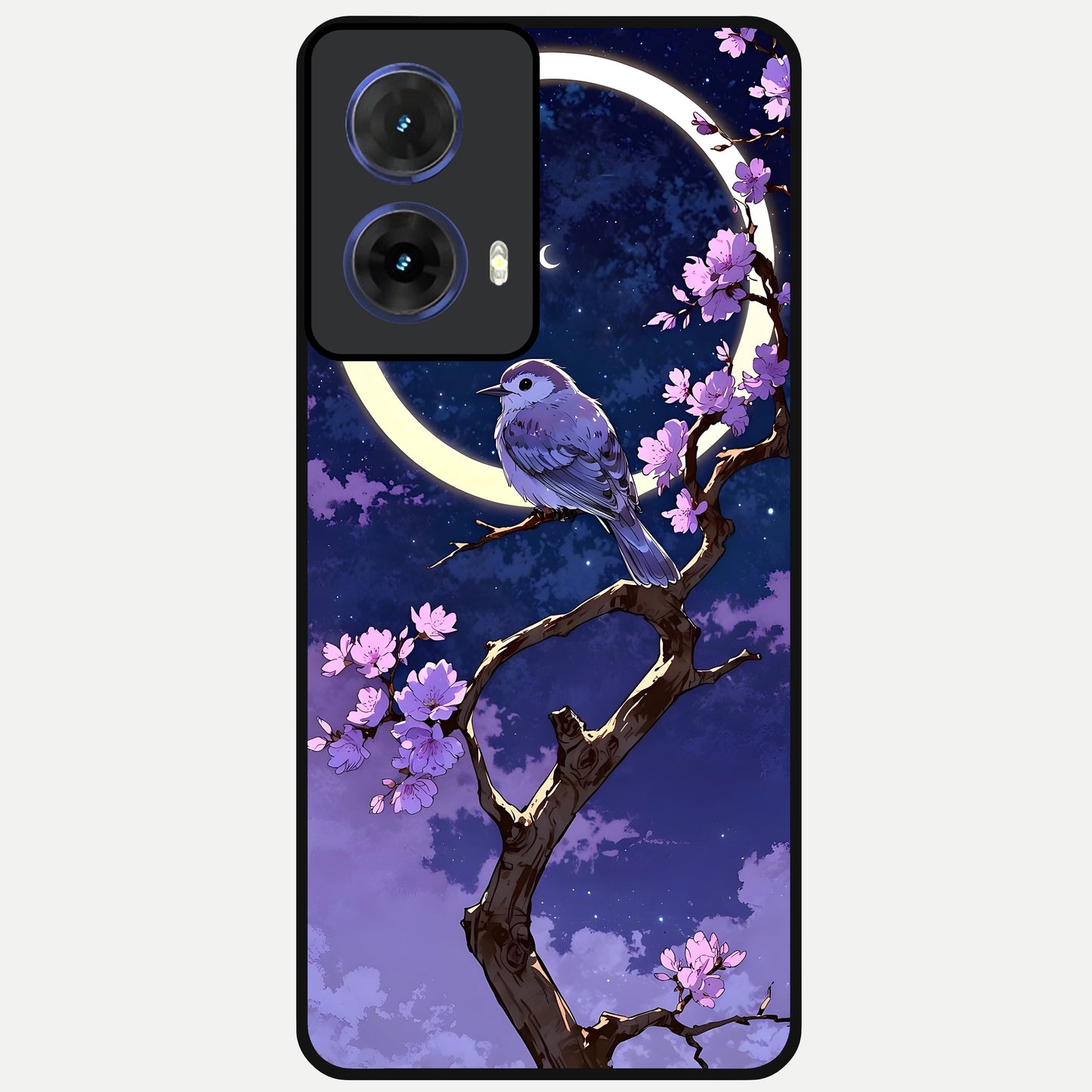  Celestial Bird Blossom Glass Case For Moto G85 back cover – full design glossy printed glass finish