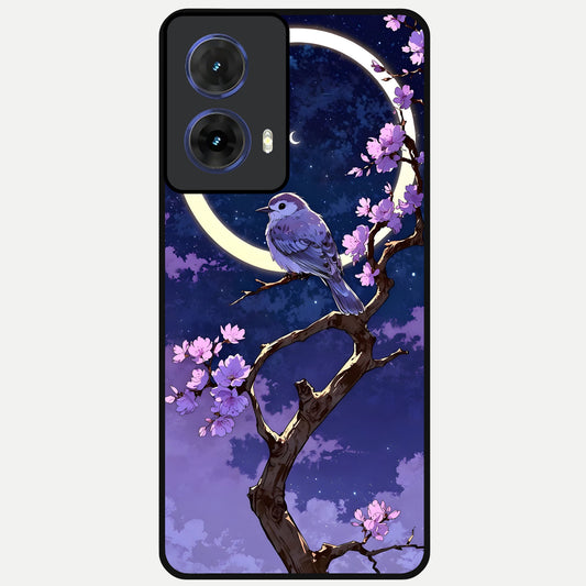  Celestial Bird Blossom Glass Case For Moto G85 back cover – full design glossy printed glass finish