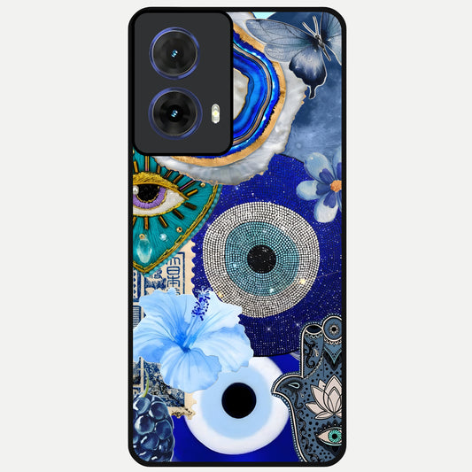  Celestial Blue Vision Glass Case For Moto G85 back cover – full design glossy printed glass finish