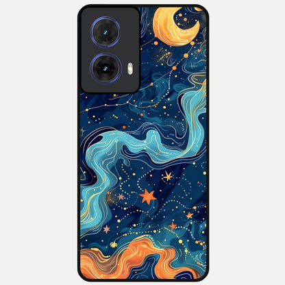  Celestial Dream Flow Glass Case For Moto G85 back cover – full design glossy printed glass finish