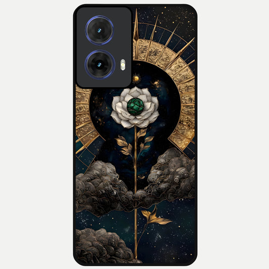  Celestial Lotus Morang Glass Case For Moto G85 back cover – full design glossy printed glass finish