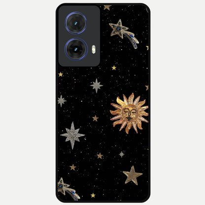  Celestial Moon With Stars Glass Case For Moto G85 back cover – full design glossy printed glass finish