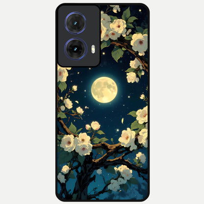  Celestial Moon And Flower Glass Case For Moto G85 back cover – full design glossy printed glass finish