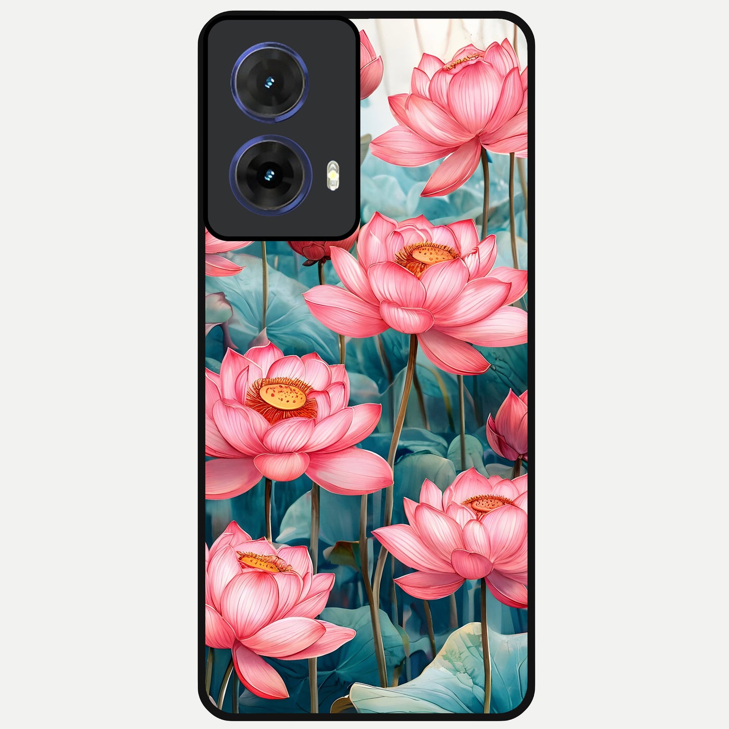  Celestial Pink Lotus Glass Case For Moto G85 back cover – full design glossy printed glass finish
