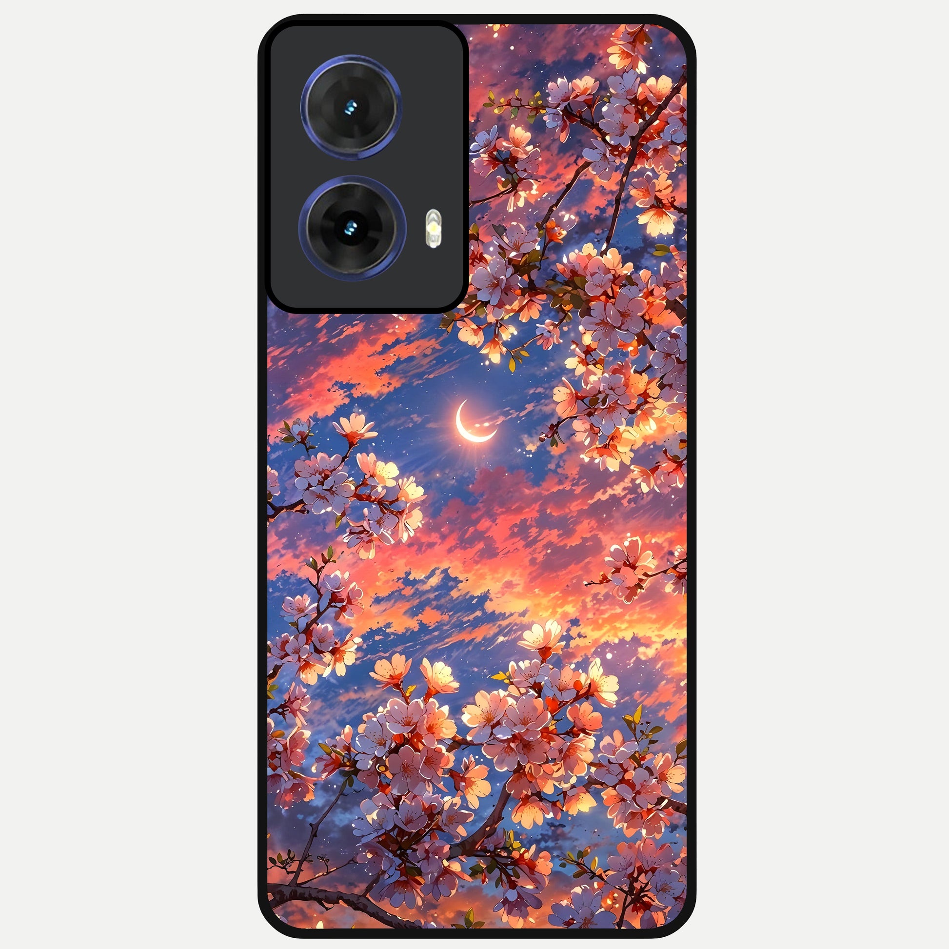  Celestial Sakura Sunset Glass Case For Moto G85 back cover – full design glossy printed glass finish